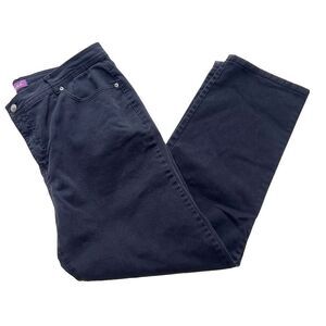 Gloria Vanderbilt Women Amanda Ponte Black Gray Flat Front Slacks Pant 18W